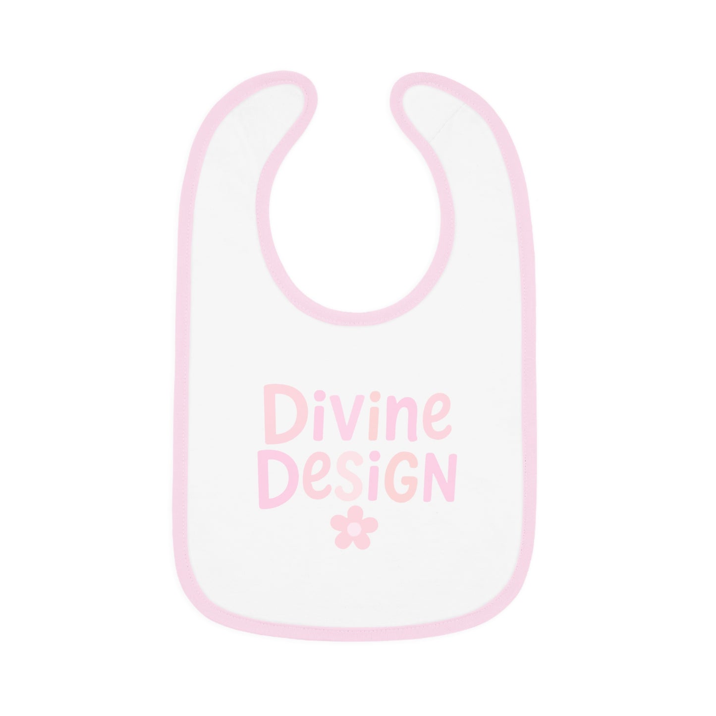 Pink 'Divine Design' Baby Bib — Contrast Trim Jersey Feeding Bib for Newborns & Infants